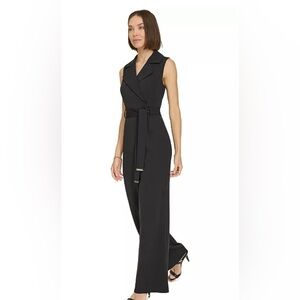 Tommy Hilfiger Elegant Black Sleeveless belted Jumpsuit NWT size 10